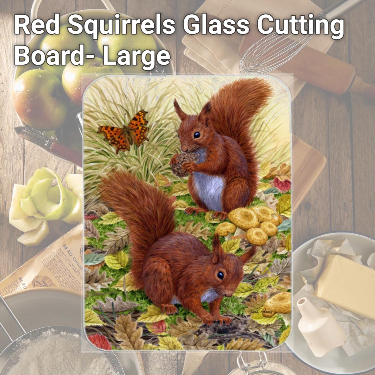 Picture of Carolines Treasures ASA2133LCB Red Squirrels Glass Cutting Board- Large