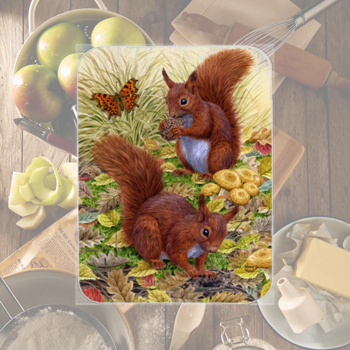 Picture of Carolines Treasures ASA2133LCB Red Squirrels Glass Cutting Board- Large