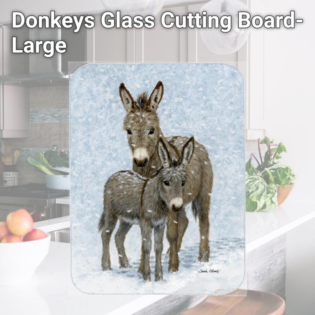 Picture of Carolines Treasures ASA2149LCB Donkeys Glass Cutting Board- Large