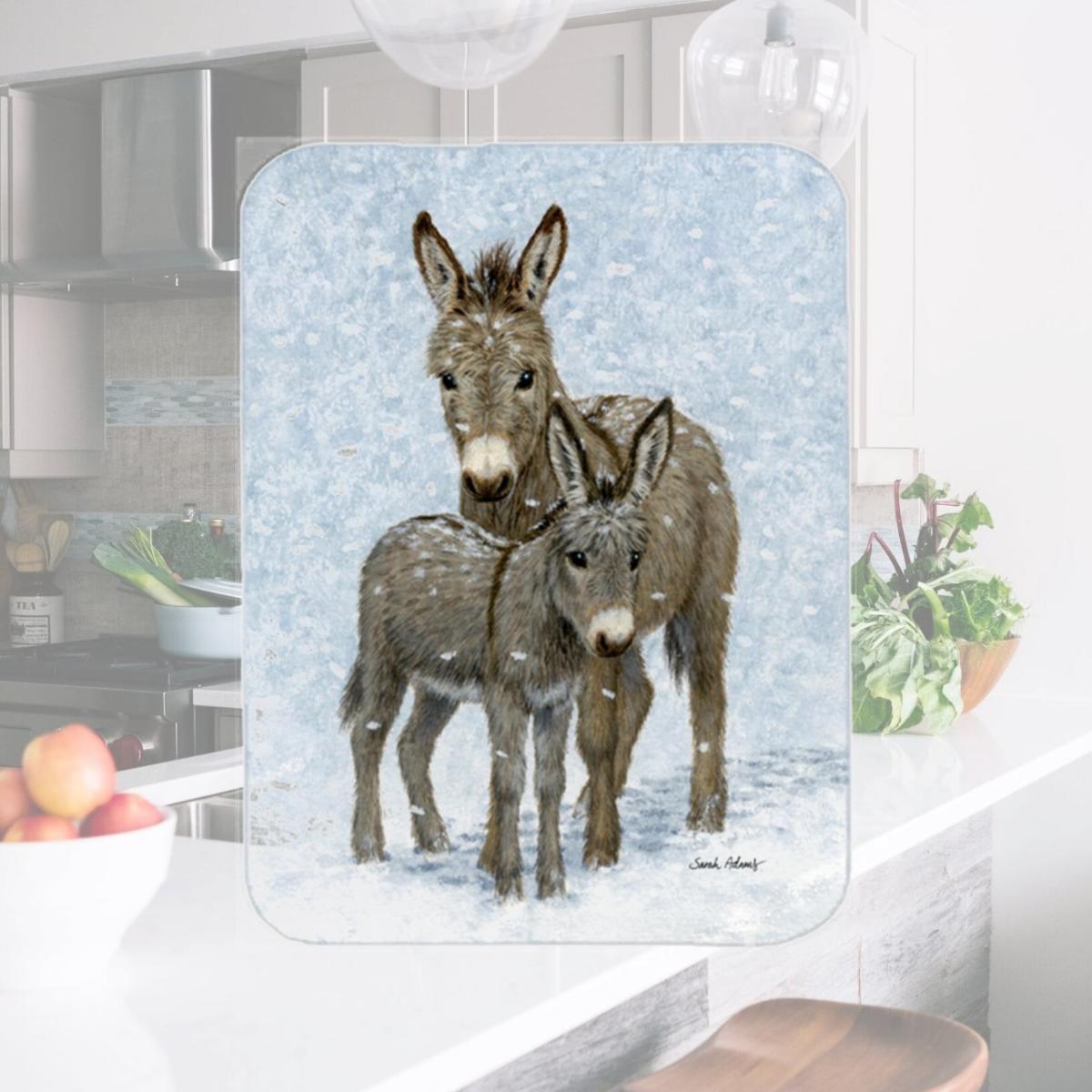 Picture of Carolines Treasures ASA2149LCB Donkeys Glass Cutting Board- Large
