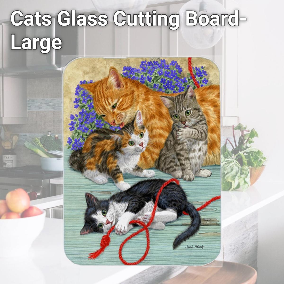 Picture of Carolines Treasures ASA2150LCB Cats Glass Cutting Board- Large