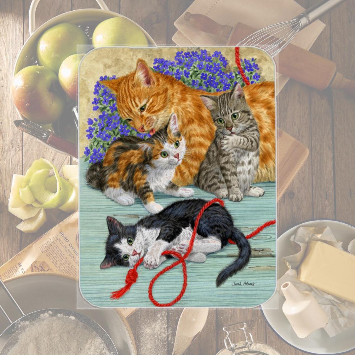 Picture of Carolines Treasures ASA2150LCB Cats Glass Cutting Board- Large