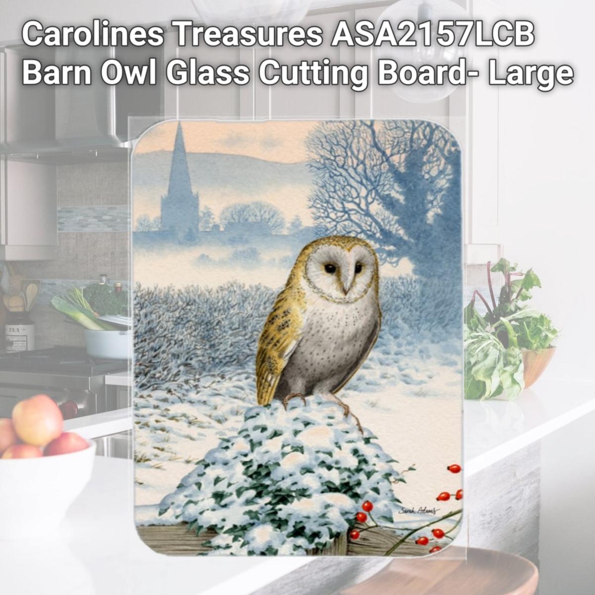Picture of Carolines Treasures ASA2157LCB Barn Owl Glass Cutting Board- Large