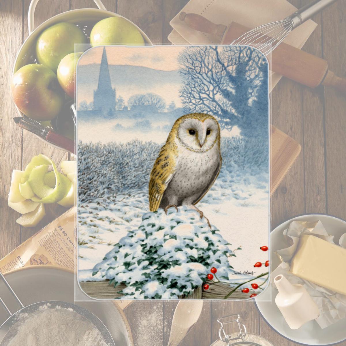 Picture of Carolines Treasures ASA2157LCB Barn Owl Glass Cutting Board- Large