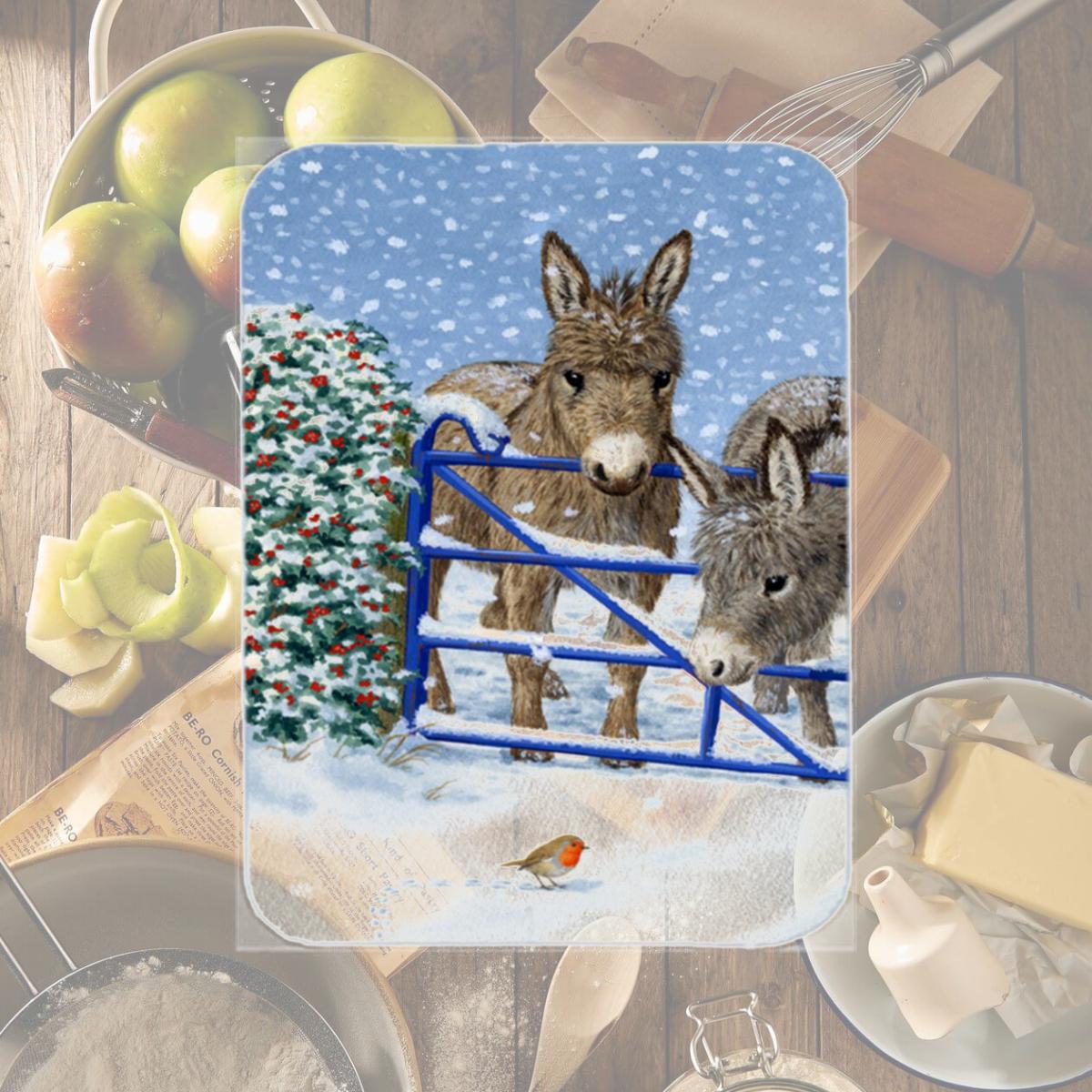 Picture of Carolines Treasures ASA2159LCB Donkeys And Robin Glass Cutting Board- Large