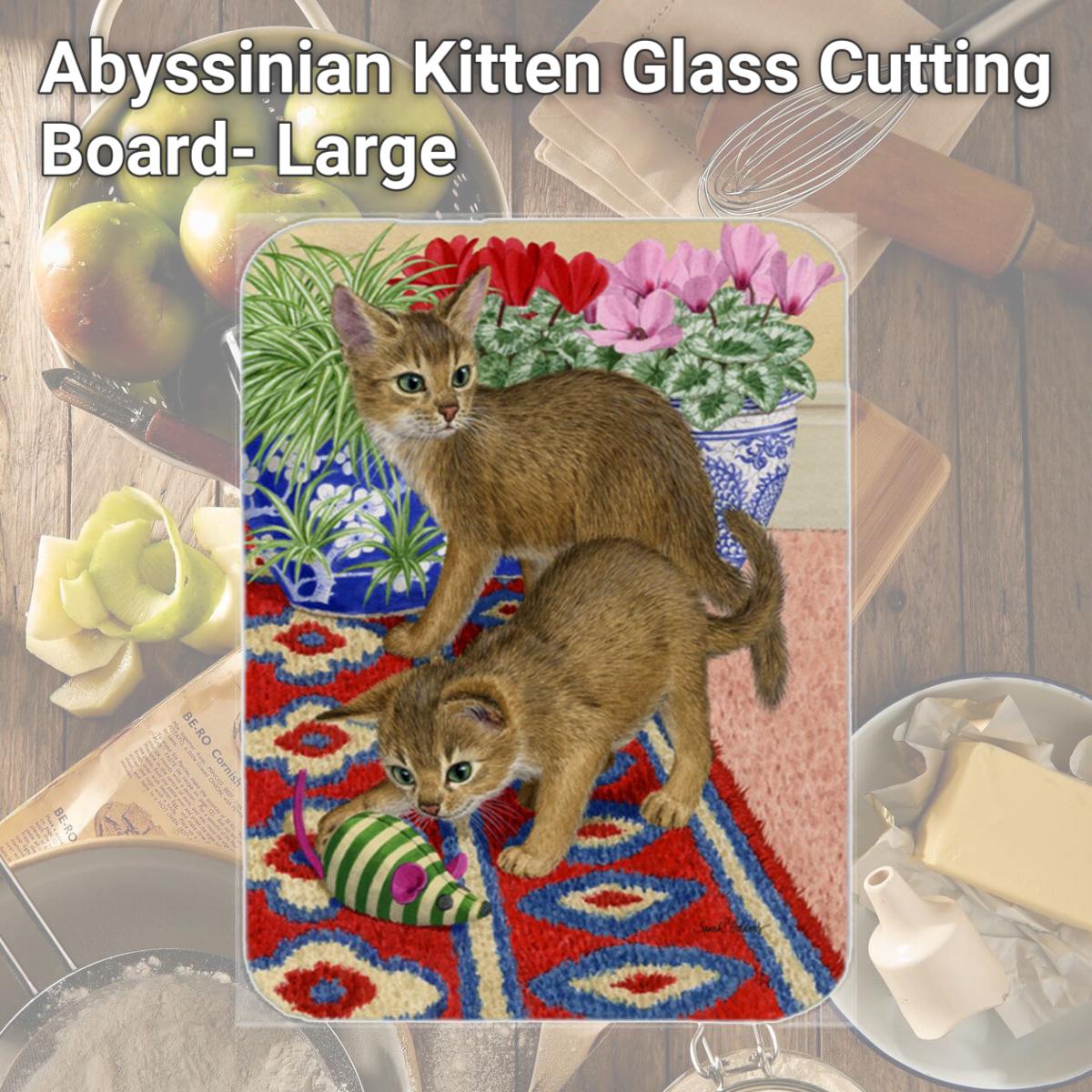 Picture of Carolines Treasures ASA2164LCB Abyssinian Kitten Glass Cutting Board- Large