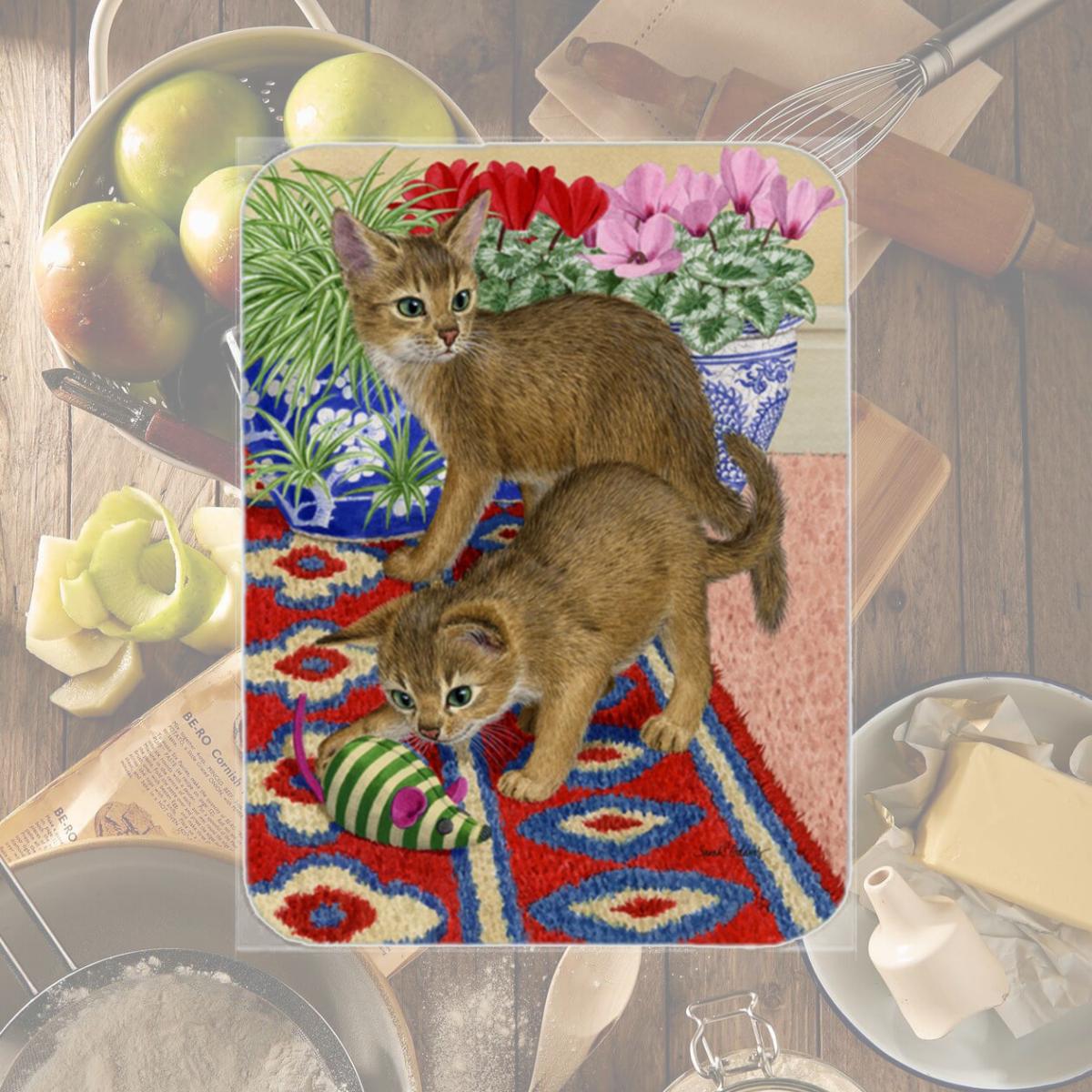 Picture of Carolines Treasures ASA2164LCB Abyssinian Kitten Glass Cutting Board- Large