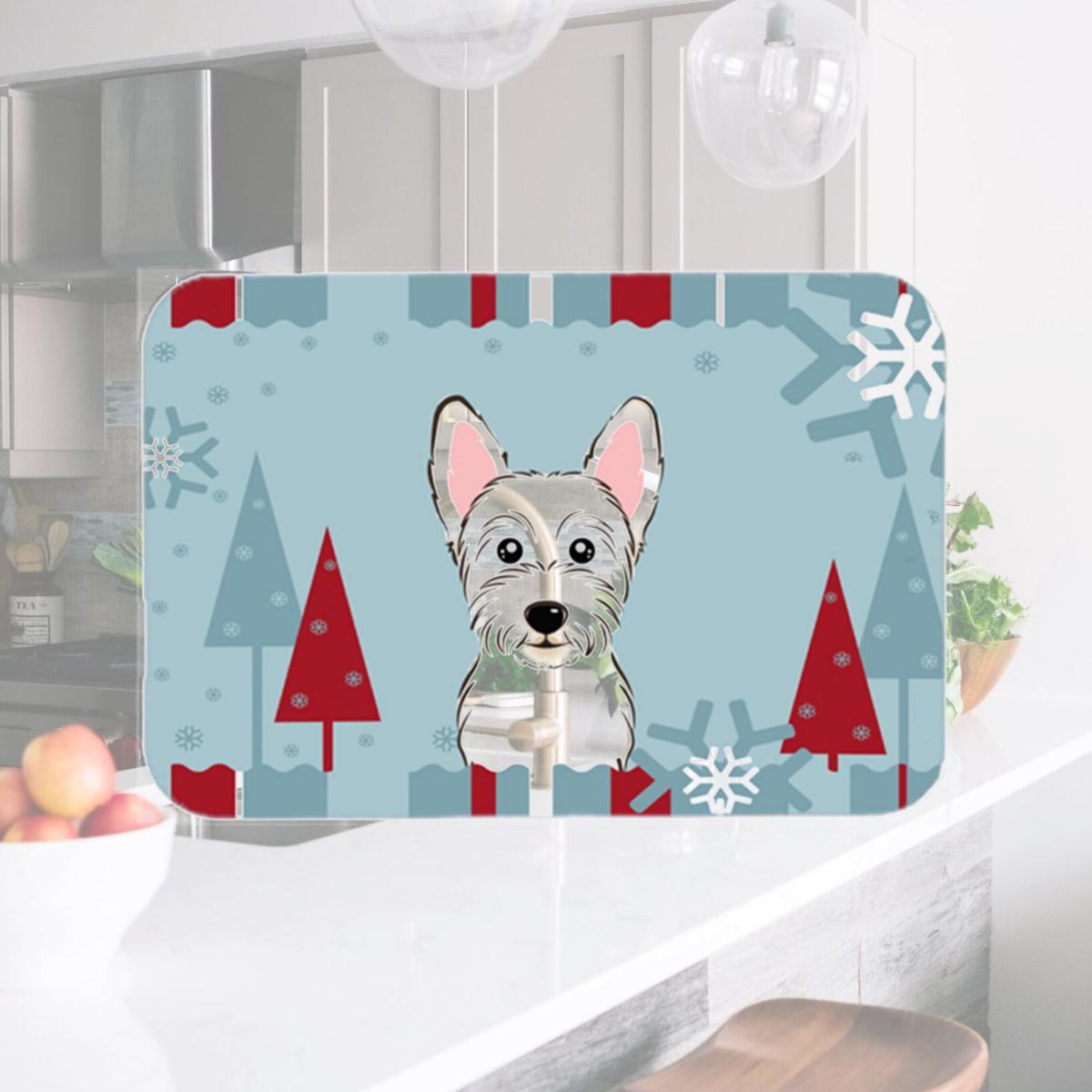 Picture of Carolines Treasures BB1722LCB Winter Holiday Westie Glass Cutting Board- Large