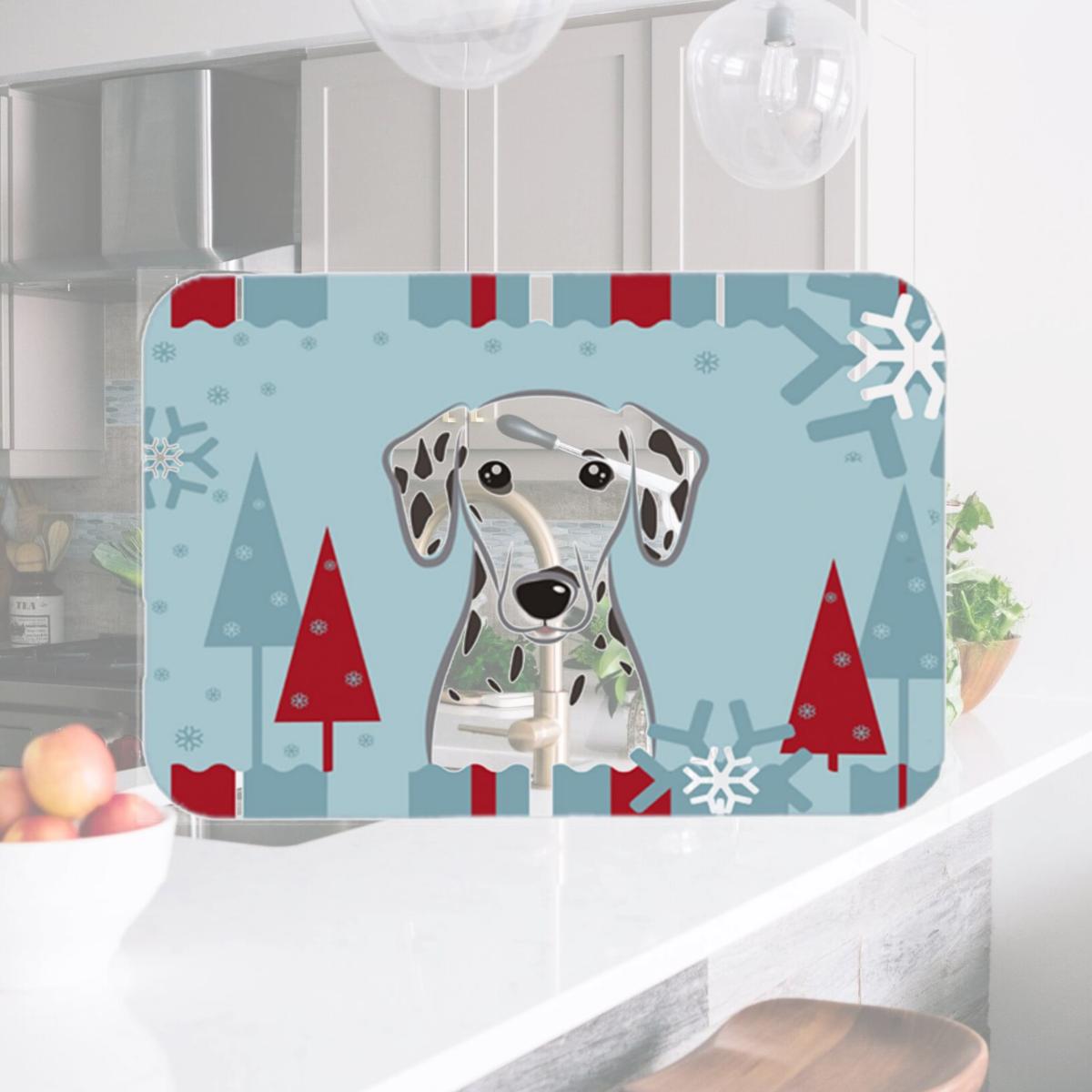 Picture of Carolines Treasures BB1706LCB Winter Holiday Dalmatian Glass Cutting Board- Large