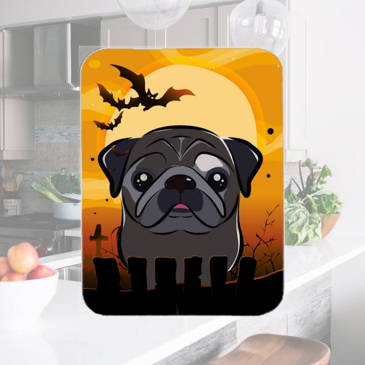 Picture of Carolines Treasures BB1821LCB Halloween Black Pug Glass Cutting Board- Large
