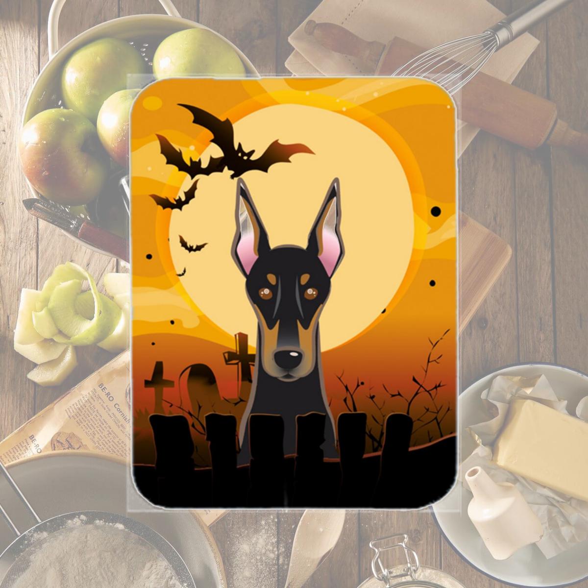 Picture of Carolines Treasures BB1803LCB Halloween Doberman Glass Cutting Board- Large