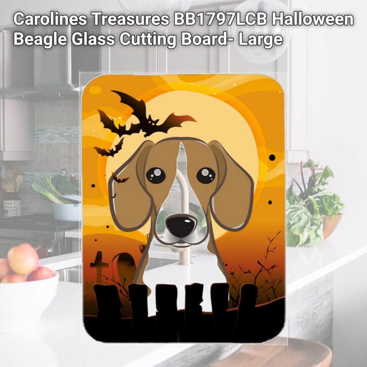 Picture of Carolines Treasures BB1797LCB Halloween Beagle Glass Cutting Board- Large