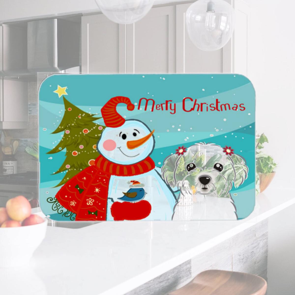 Picture of Carolines Treasures BB1828LCB Snowman With Maltese Glass Cutting Board- Large