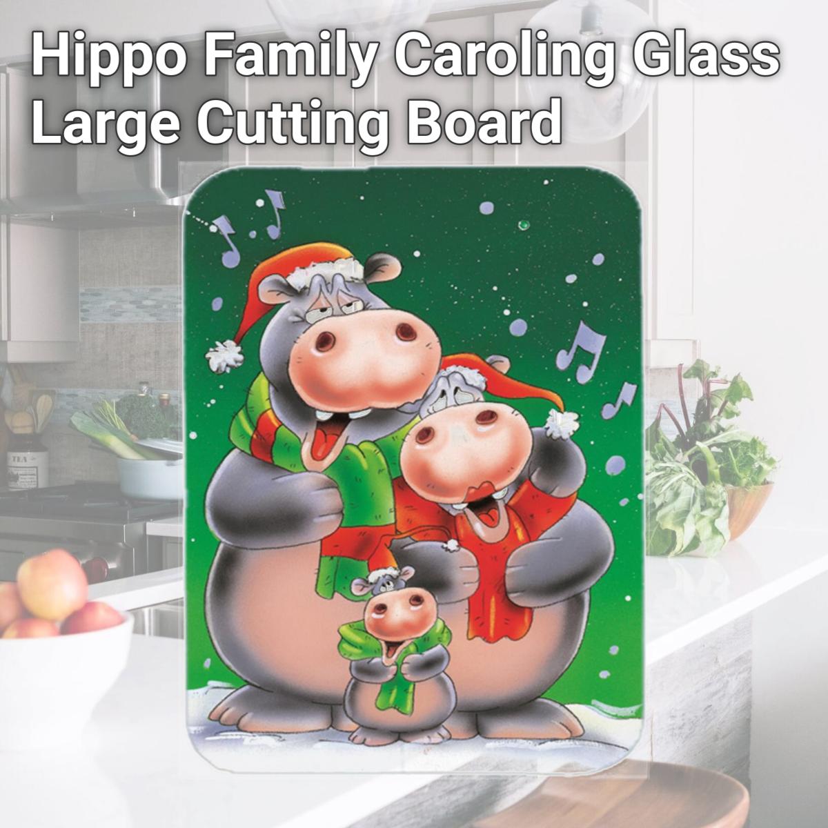 Picture of Carolines Treasures AAH7195LCB Hippo Family Caroling Glass Large Cutting Board