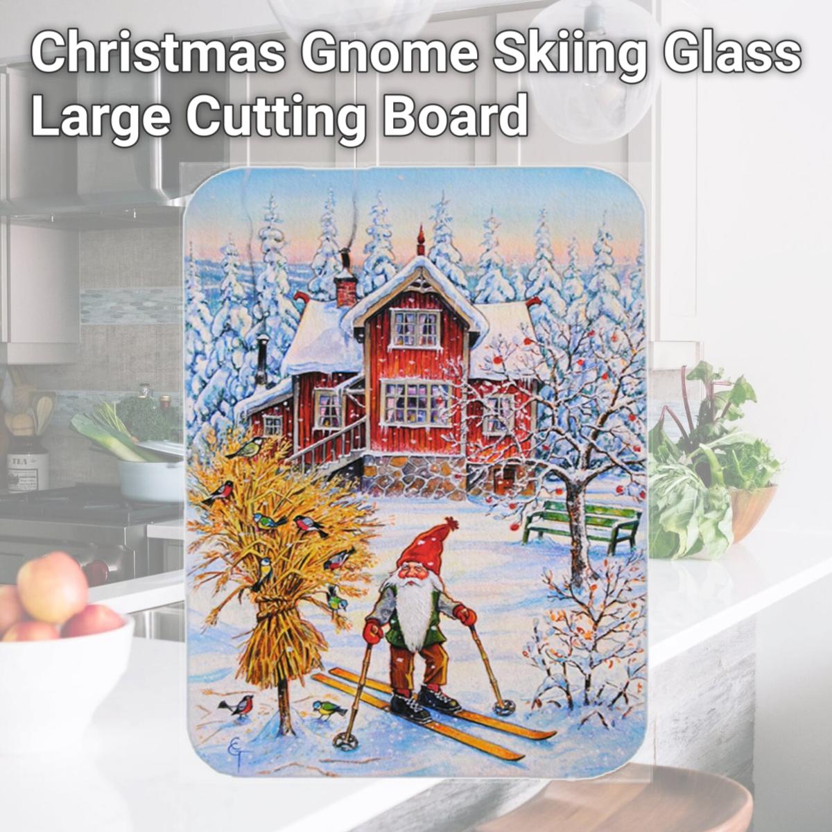Picture of Carolines Treasures ACG0034LCB Christmas Gnome Skiing Glass Large Cutting Board