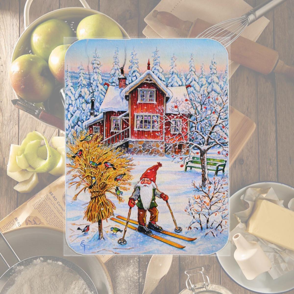 Picture of Carolines Treasures ACG0034LCB Christmas Gnome Skiing Glass Large Cutting Board