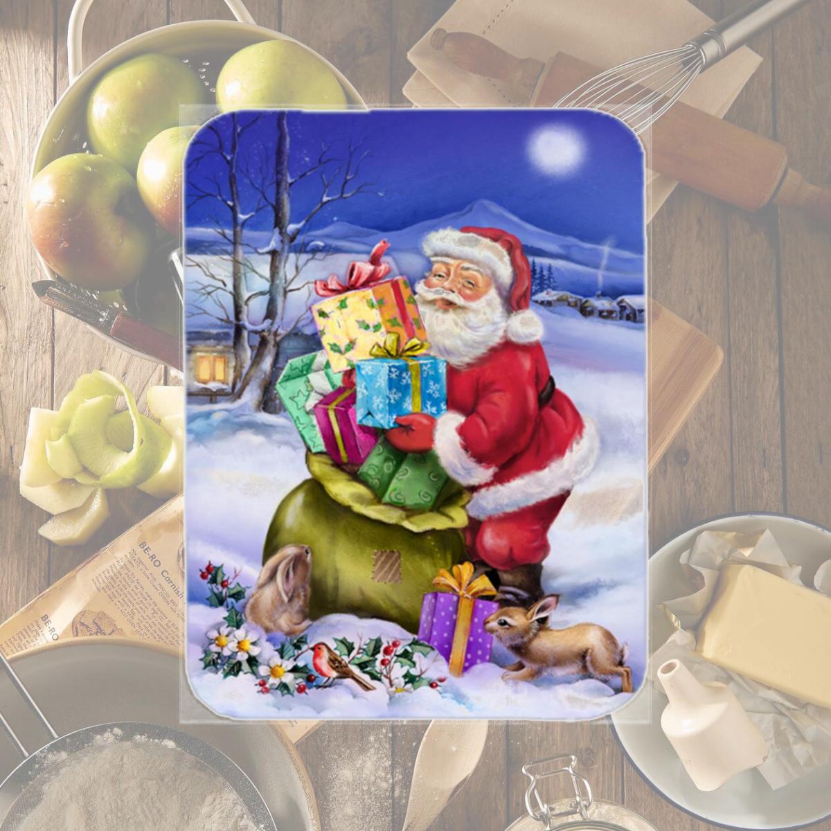 Picture of Carolines Treasures APH6556LCB Christmas Santa Claus with Rabbits Glass Large Cutting Board