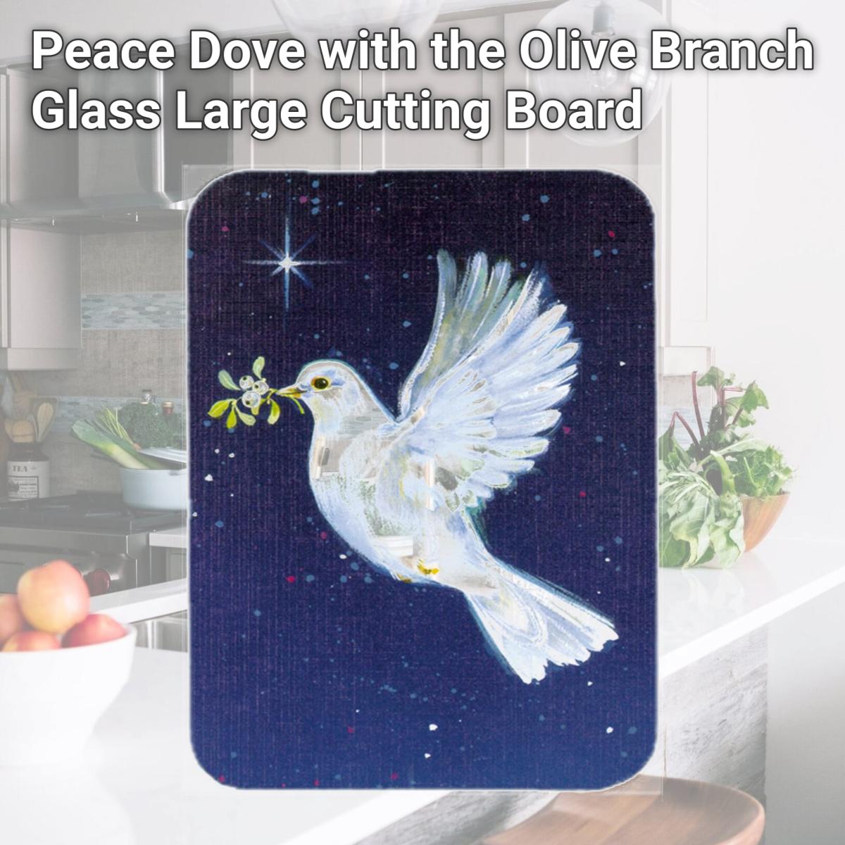 Picture of Carolines Treasures AAH1624LCB Peace Dove with the Olive Branch Glass Large Cutting Board