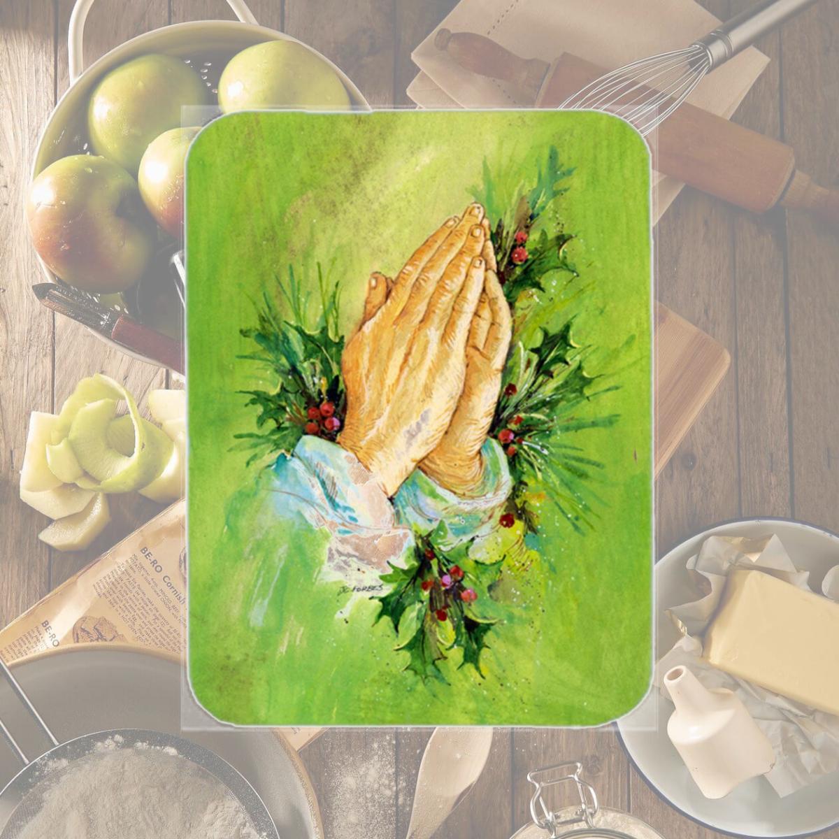 Picture of Carolines Treasures AAH5985LCB Praying Hangs with Holly Leaves Glass Large Cutting Board