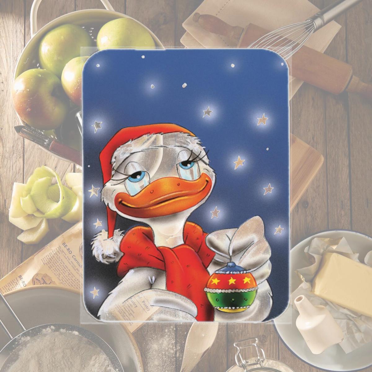 Picture of Carolines Treasures AAH7196LCB Duck with Christmas Ornament Glass Large Cutting Board