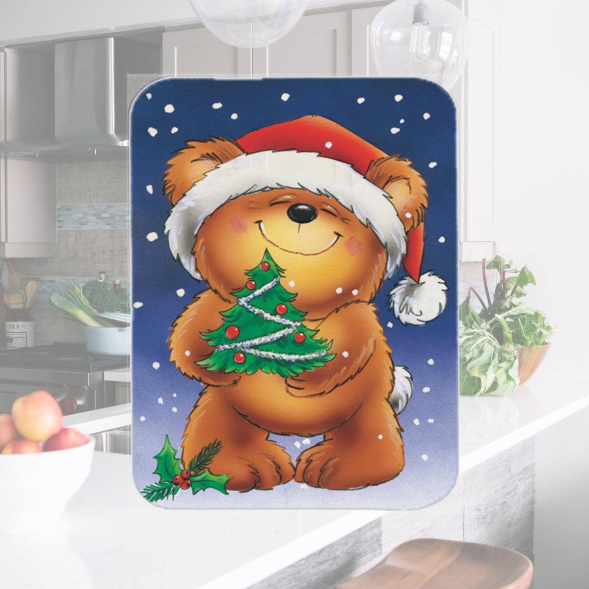 Picture of Carolines Treasures AAH7208LCB Teddy Bear & Christmas Tree Glass Large Cutting Board