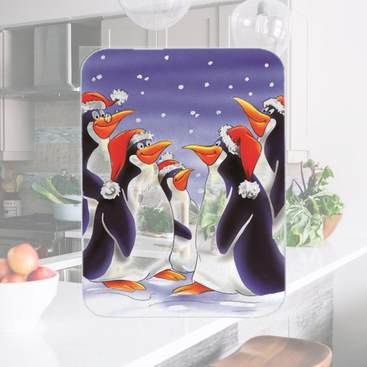 Picture of Carolines Treasures AAH7264LCB Holiday Penguins Glass Large Cutting Board