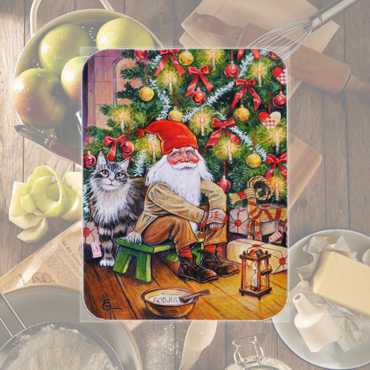Picture of Carolines Treasures ACG0134LCB Christmas Gnome by the Tree Glass Large Cutting Board
