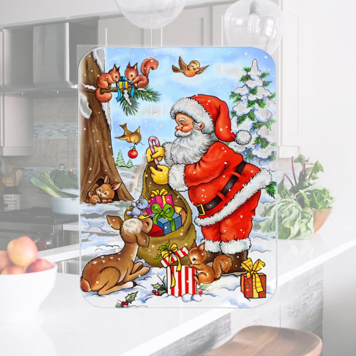 Picture of Carolines Treasures APH5444LCB Christmas Santa Claus Handing Out Presents Glass Large Cutting Board