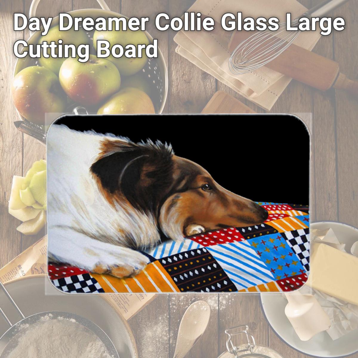 Picture of Carolines Treasures AMB1037LCB Day Dreamer Collie Glass Large Cutting Board