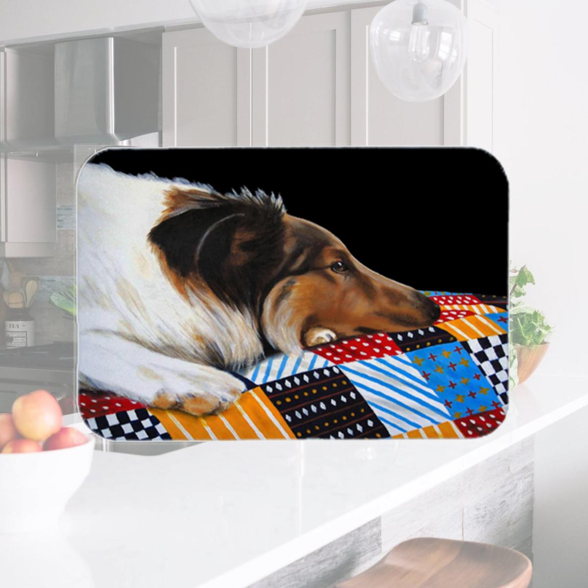 Picture of Carolines Treasures AMB1037LCB Day Dreamer Collie Glass Large Cutting Board