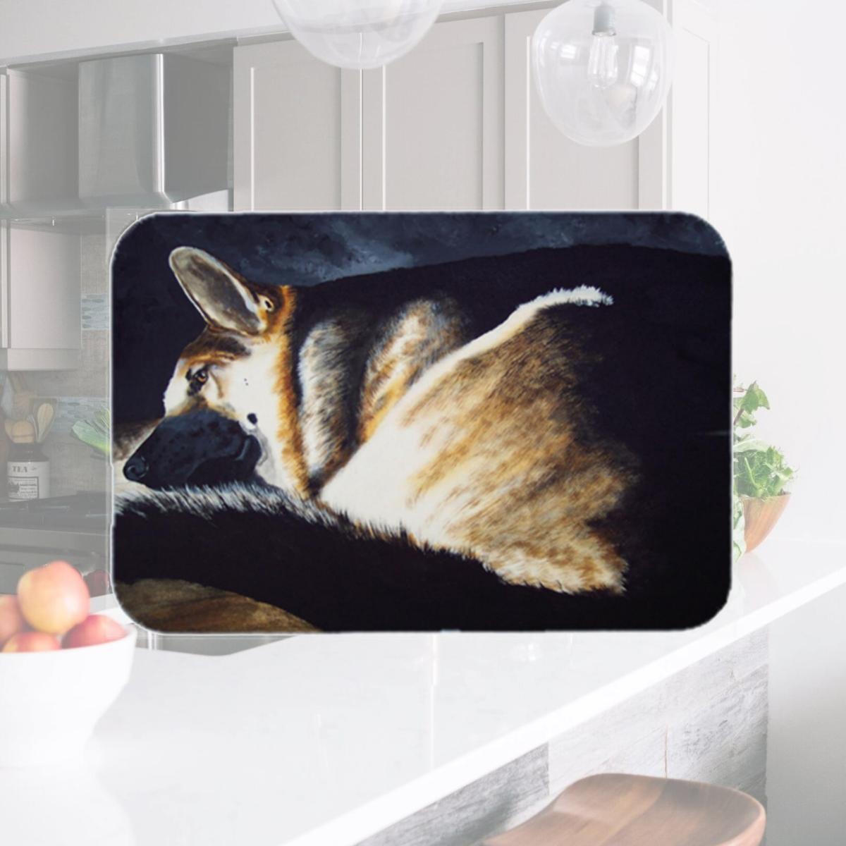 Picture of Carolines Treasures AMB1042LCB Day Dreamer German Shepherd Glass Large Cutting Board