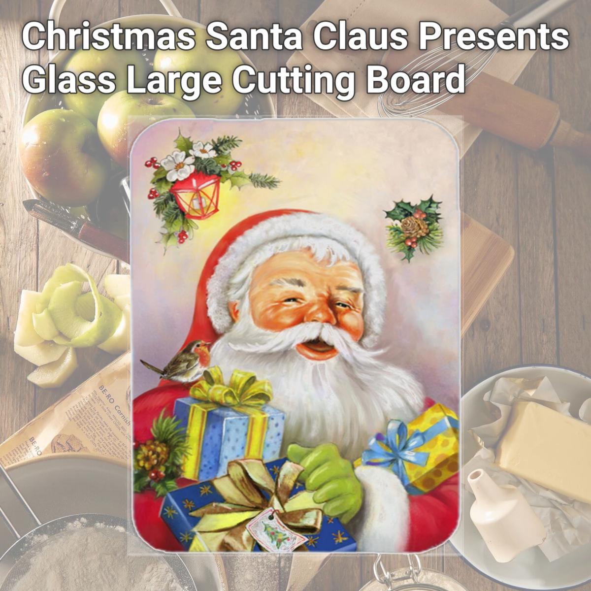 Picture of Carolines Treasures APH5814LCB Christmas Santa Claus Presents Glass Large Cutting Board