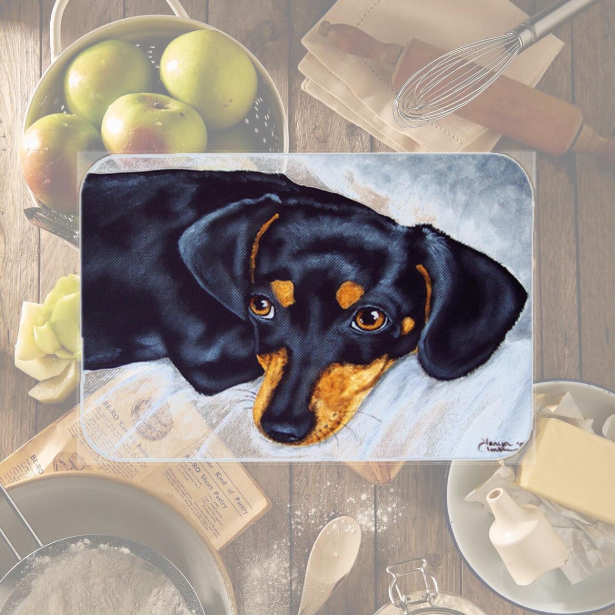 Picture of Carolines Treasures AMB1079LCB Black & Tan Doxie Dachshund Glass Large Cutting Board