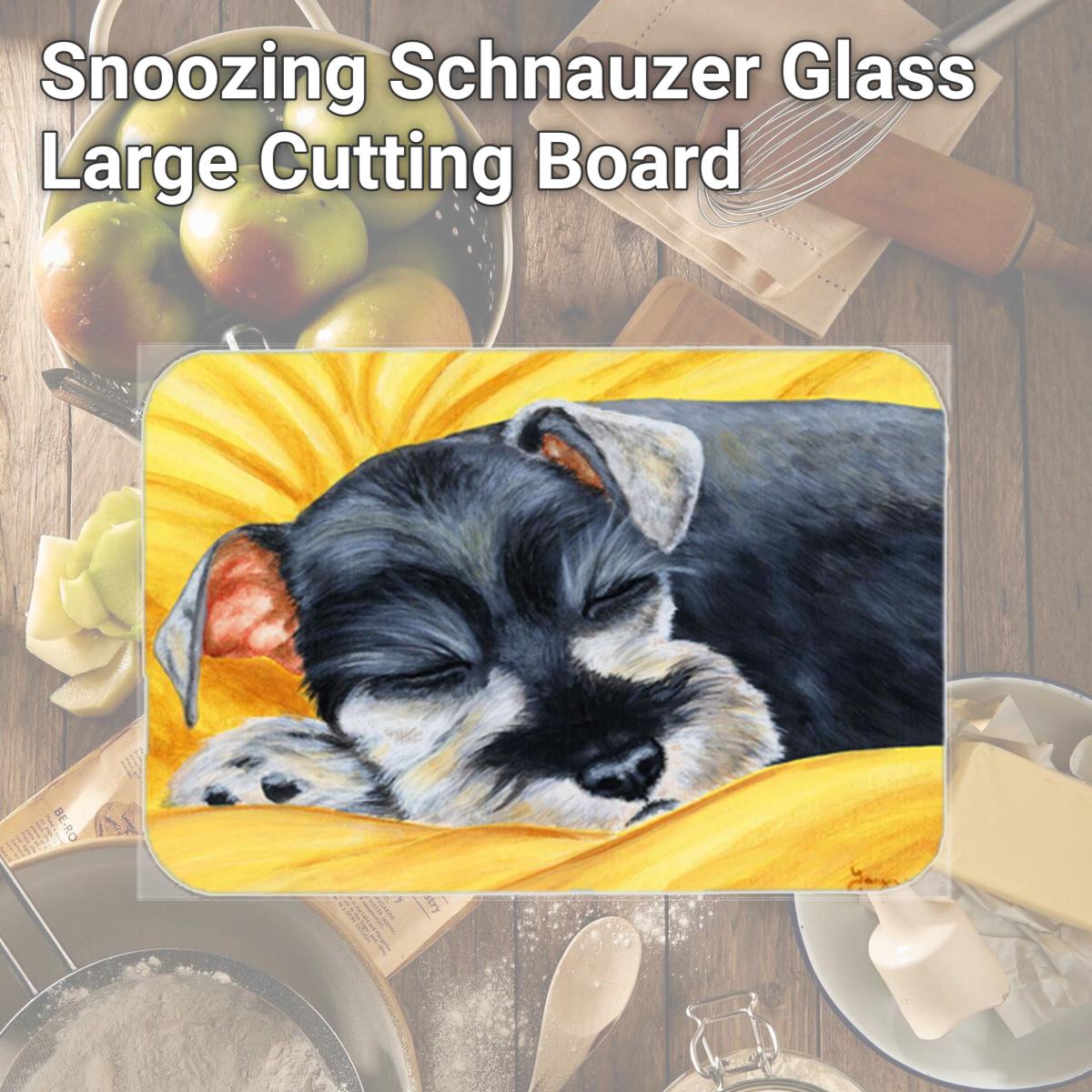 Picture of Carolines Treasures AMB1161LCB Snoozing Schnauzer Glass Large Cutting Board