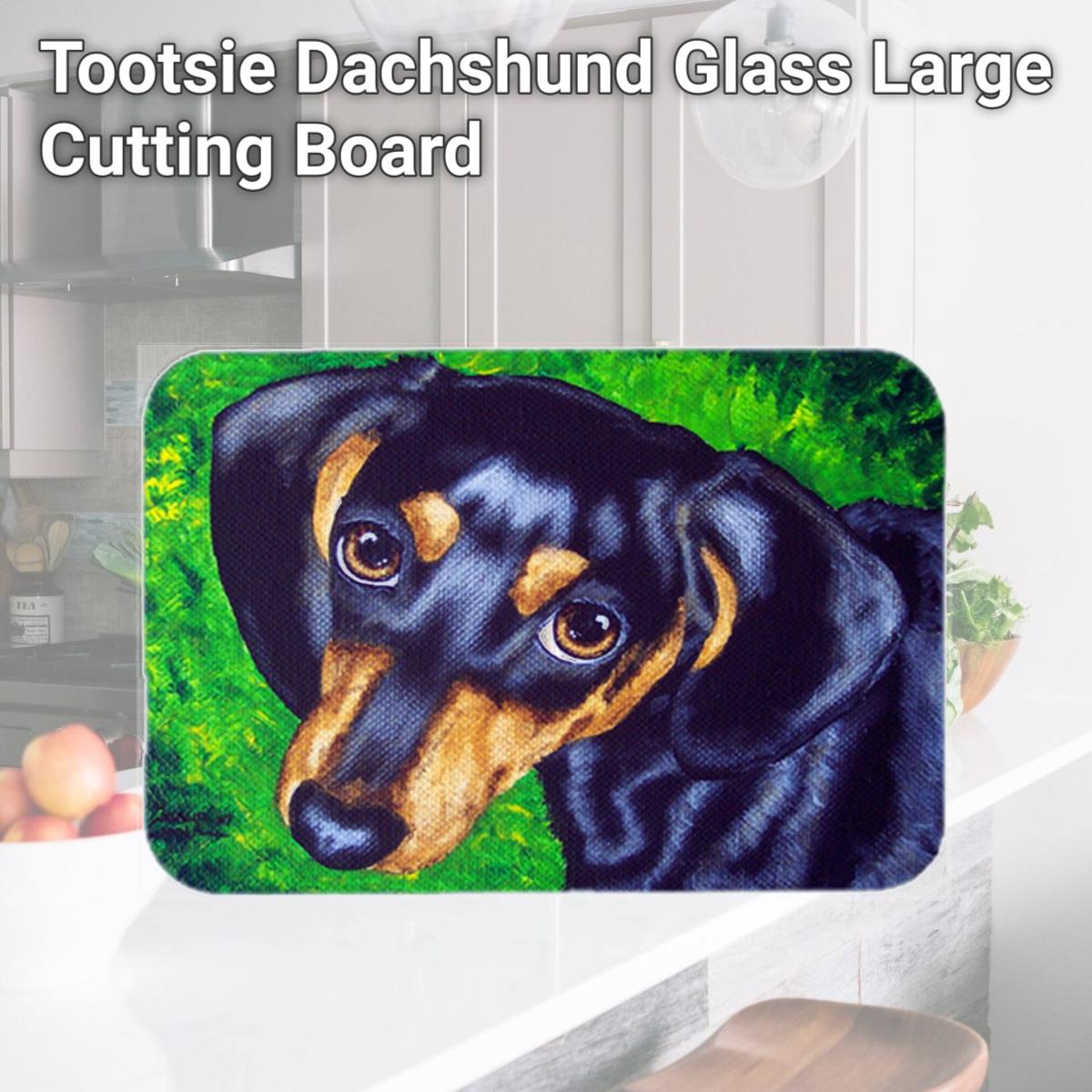 Picture of Carolines Treasures AMB1173LCB Tootsie Dachshund Glass Large Cutting Board