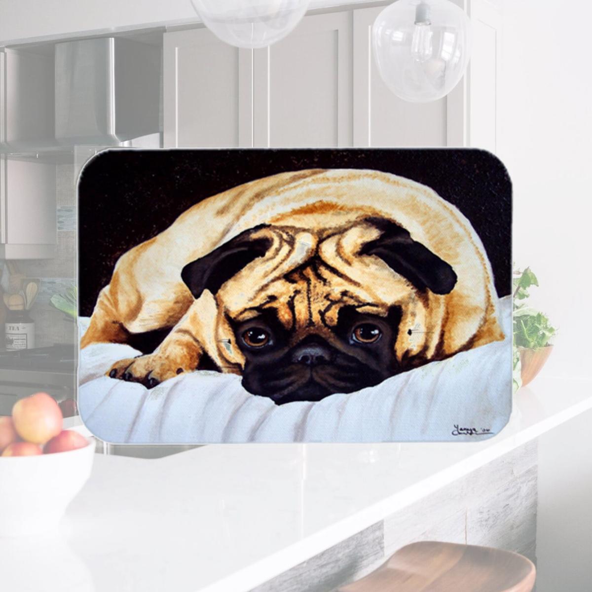 Picture of Carolines Treasures AMB1194LCB Fred the Pug Glass Large Cutting Board