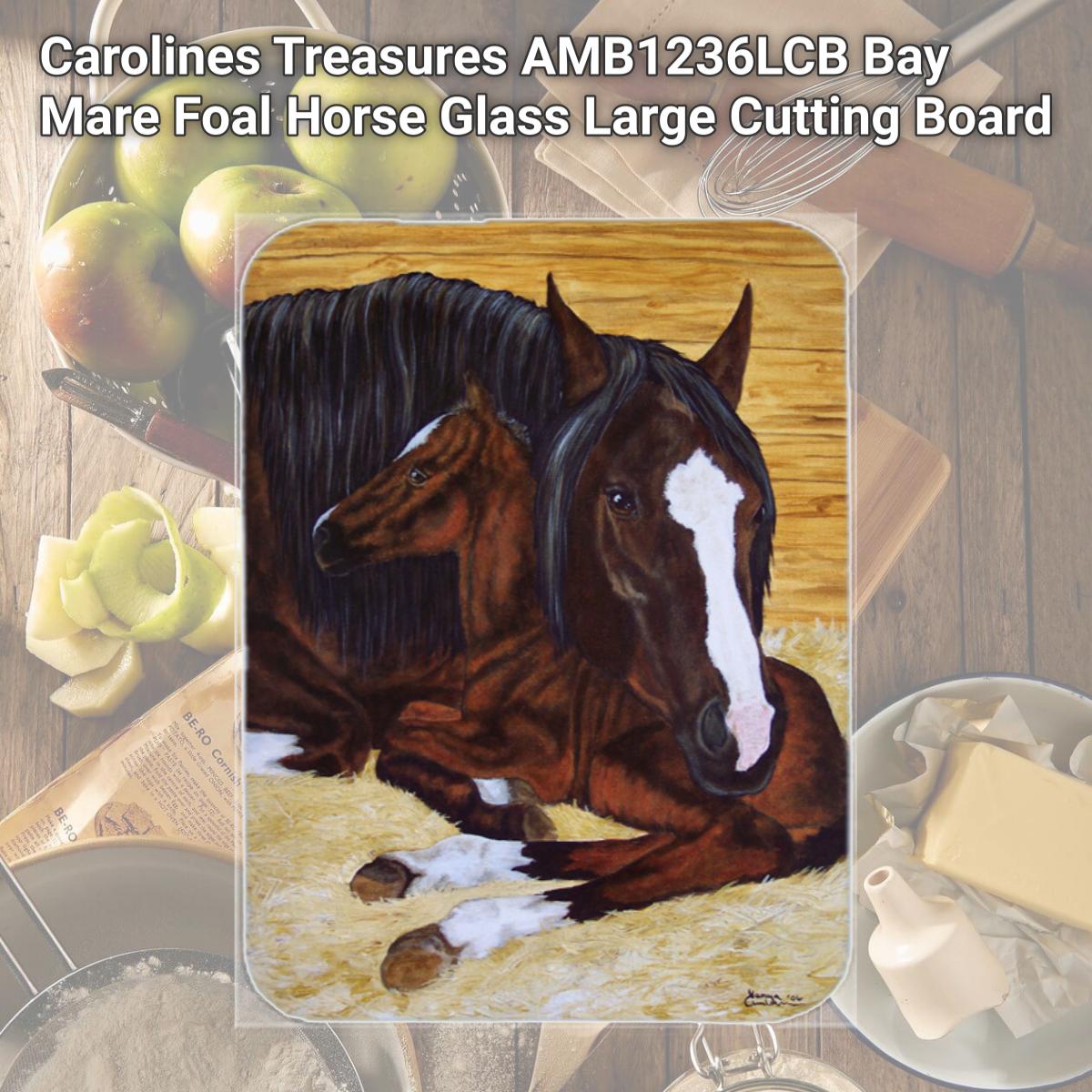 Picture of Carolines Treasures AMB1236LCB Bay Mare Foal Horse Glass Large Cutting Board