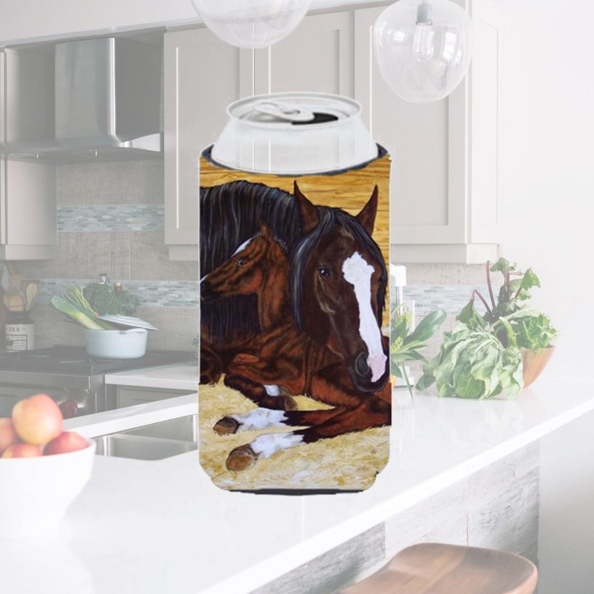 Picture of Carolines Treasures AMB1236TBC Bay Mare Foal Horse Tall Boy Can cooler Hugger