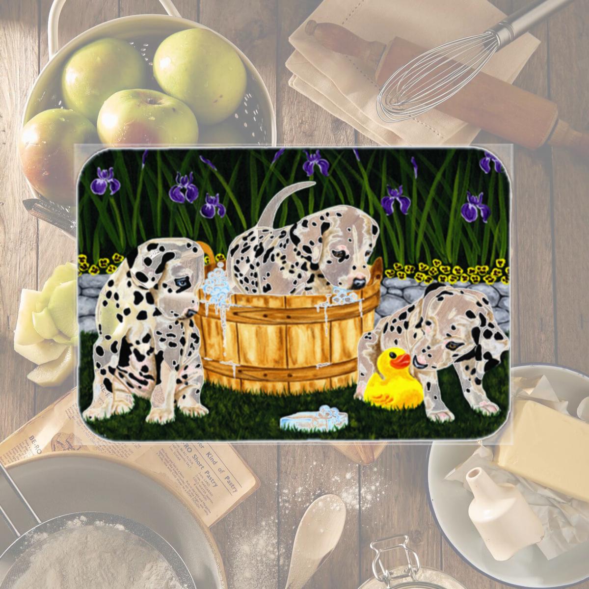 Picture of Carolines Treasures AMB1320LCB Pass the Soap Dalmatian Glass Large Cutting Board
