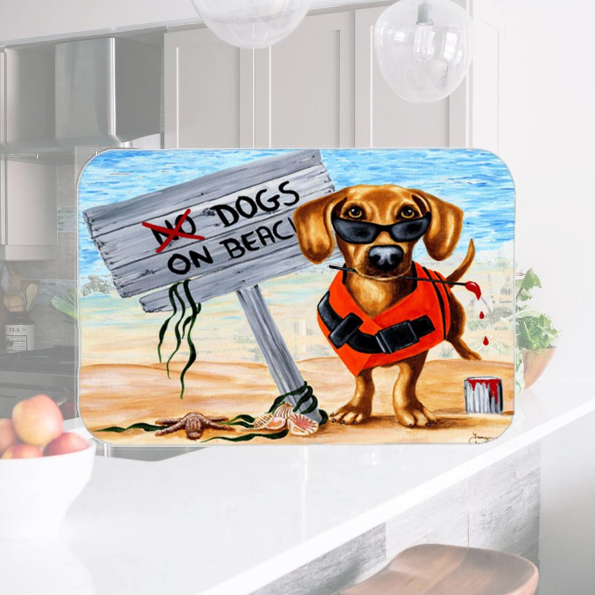 Picture of Carolines Treasures AMB1341LCB The Dog Beach Dachshund Glass Large Cutting Board