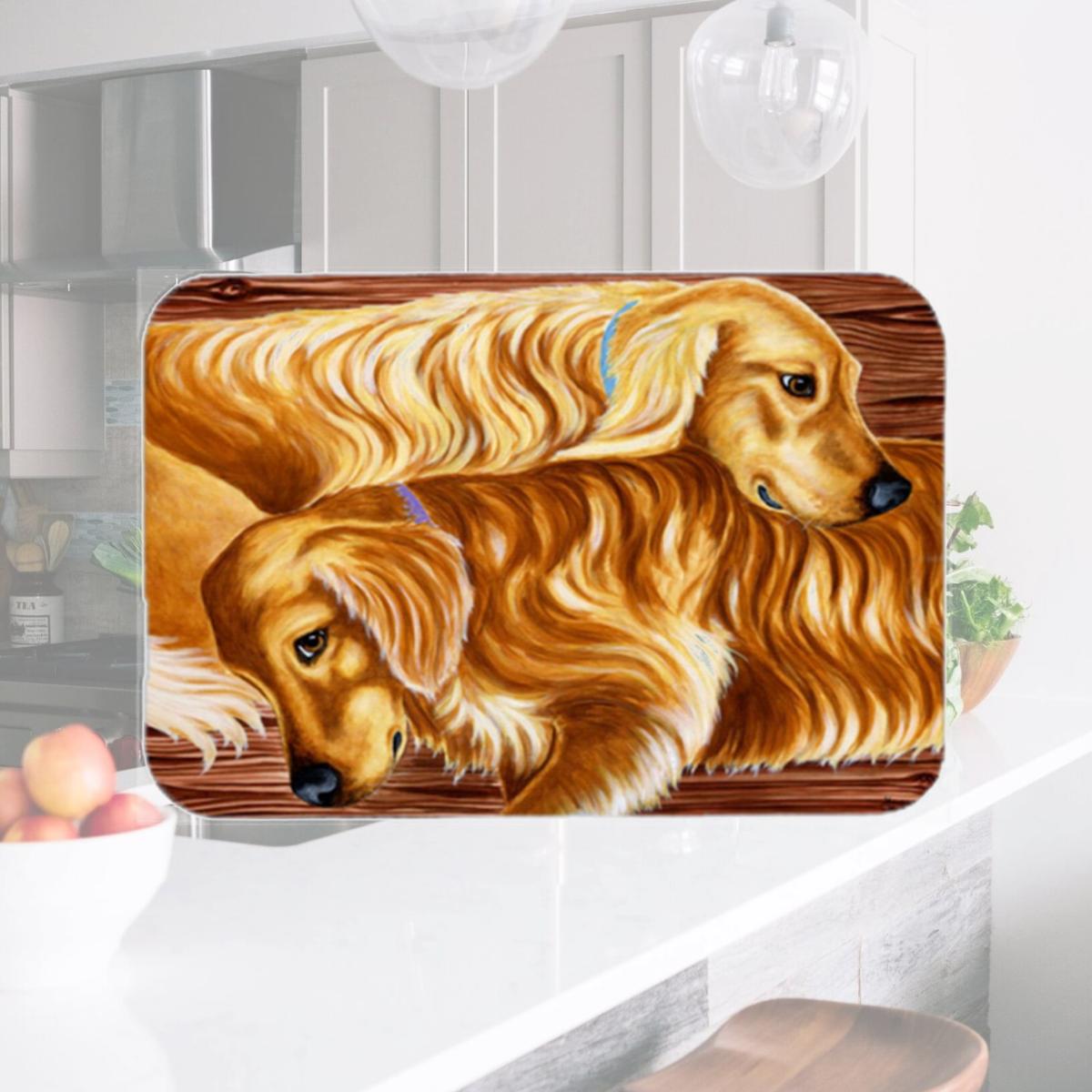Picture of Carolines Treasures AMB1387LCB Zeus & Chloie the Golden Retrievers Glass Large Cutting Board