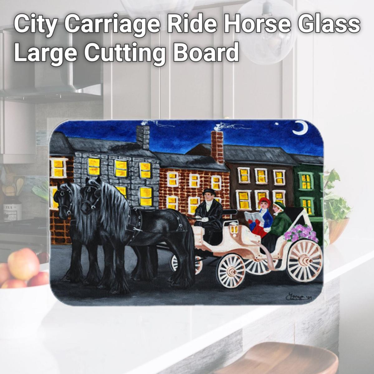 Picture of Carolines Treasures AMB1409LCB City Carriage Ride Horse Glass Large Cutting Board