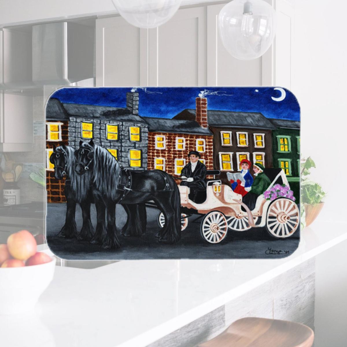 Picture of Carolines Treasures AMB1409LCB City Carriage Ride Horse Glass Large Cutting Board