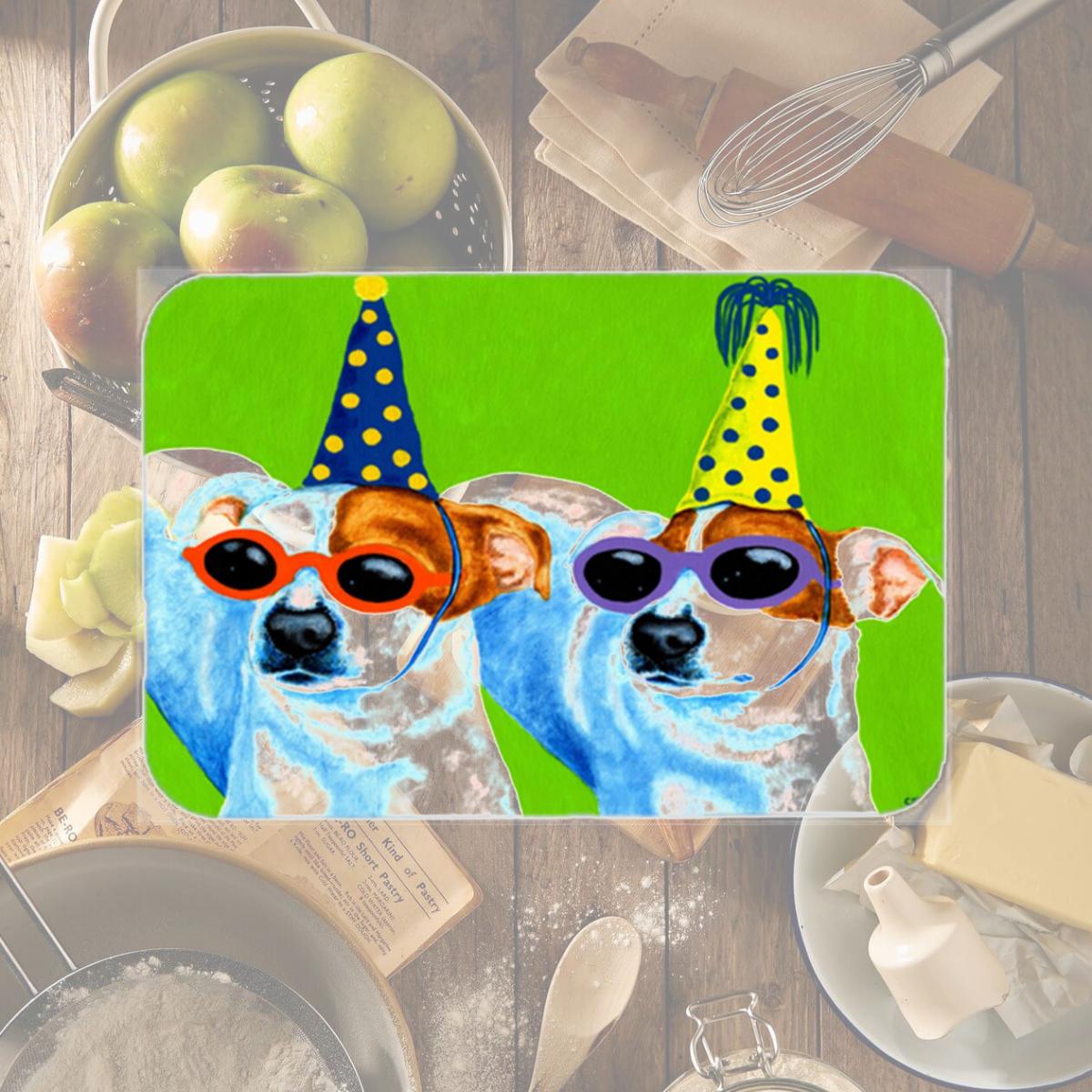 Picture of Carolines Treasures AMB1441LCB Party Animals Jack Russell Terriers Glass Large Cutting Board