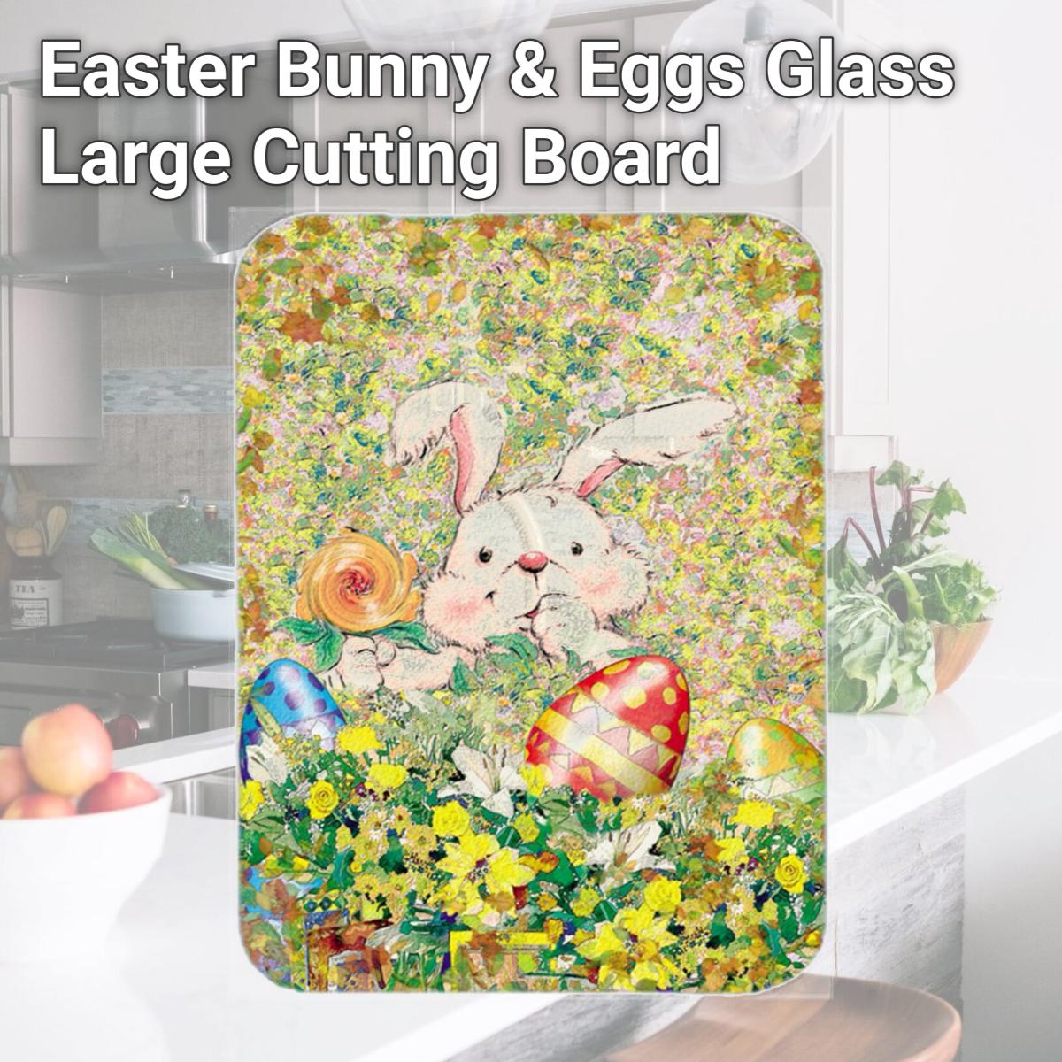 Picture of Carolines Treasures APH2954LCB Easter Bunny & Eggs Glass Large Cutting Board