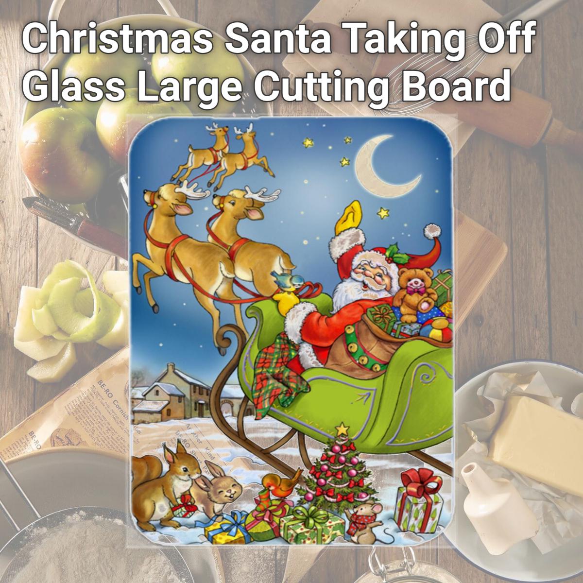 Picture of Carolines Treasures APH4570LCB Christmas Santa Taking Off Glass Large Cutting Board