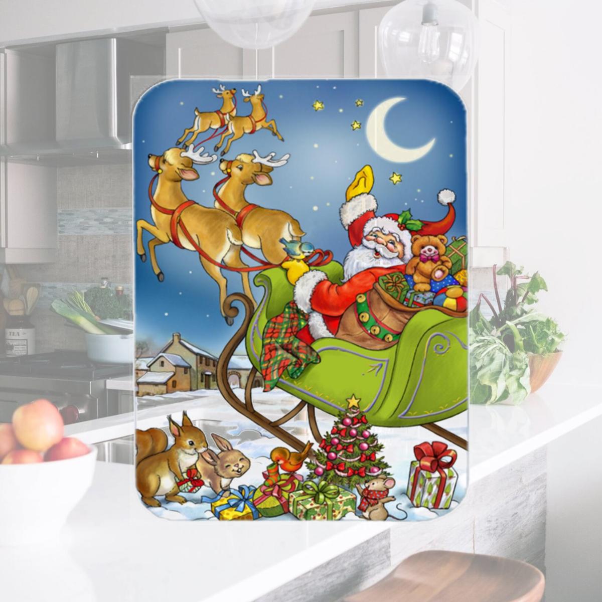Picture of Carolines Treasures APH4570LCB Christmas Santa Taking Off Glass Large Cutting Board
