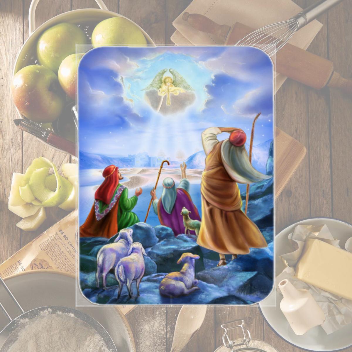 Picture of Carolines Treasures APH5468LCB The Shepherds & Angels Appeared Glass Large Cutting Board
