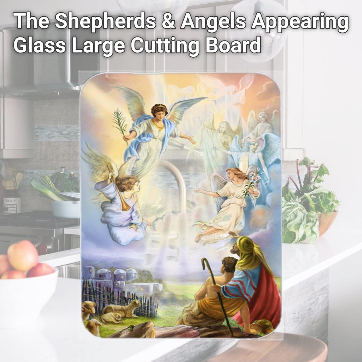 Picture of Carolines Treasures APH5469LCB The Shepherds & Angels Appearing Glass Large Cutting Board