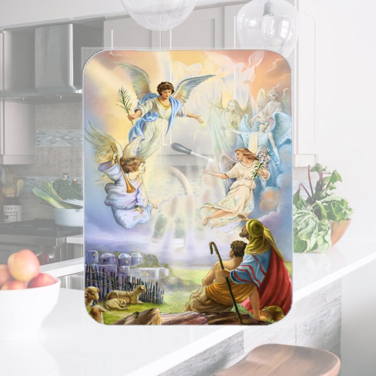 Picture of Carolines Treasures APH5469LCB The Shepherds & Angels Appearing Glass Large Cutting Board